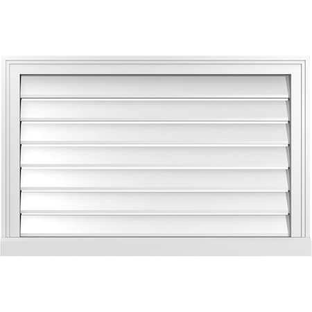 Ekena Millwork Vertical Surface Mount PVC Gable Vent: Functional, w/ 2"W x 2"P Brickmould Sill Frame, 34"W x 22"H GVPVE34X2203SF